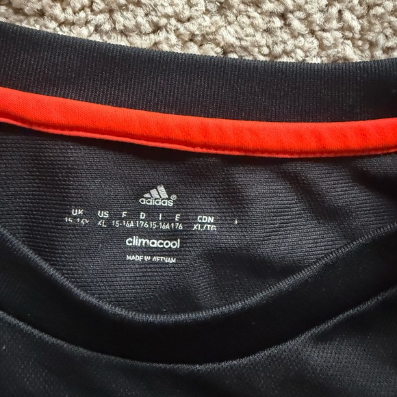 Adidas Manchester United Kids Black and Infrared Soccer Jersey - Picture 2 of 3